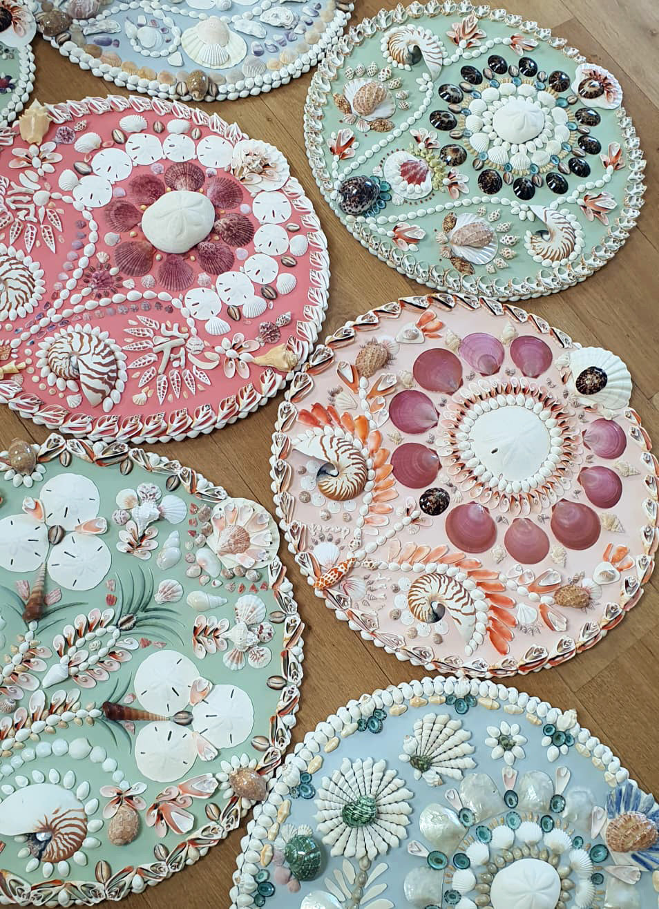 Pale Blue Round Shell Panel - Original