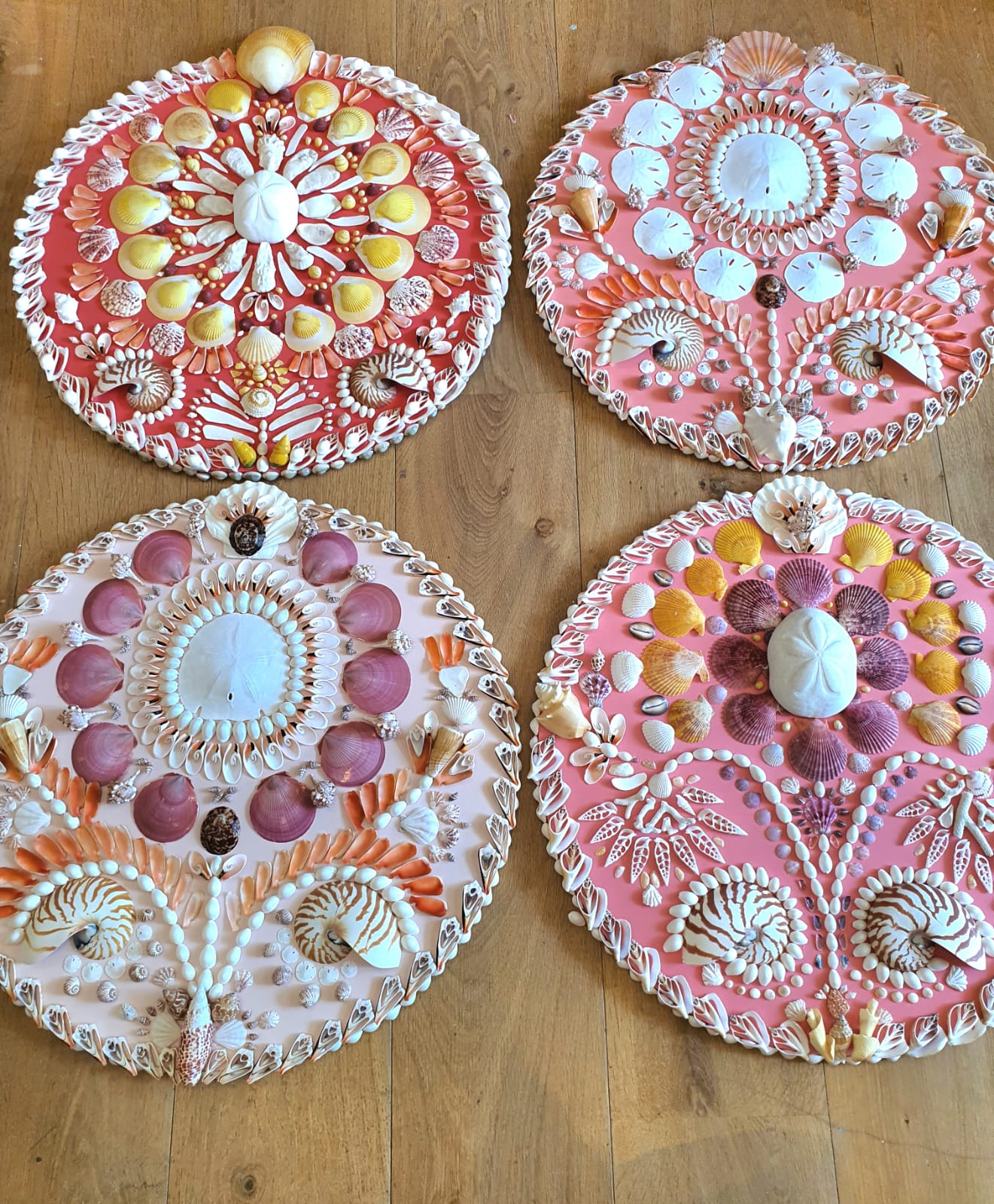 Pink Coral Round Shell Panel - Original